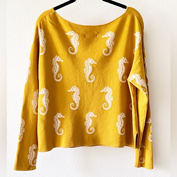 Anthropologie Maeve Seahorse Women's Yellow Women's Sweater Size Small - Picture 8 of 16
